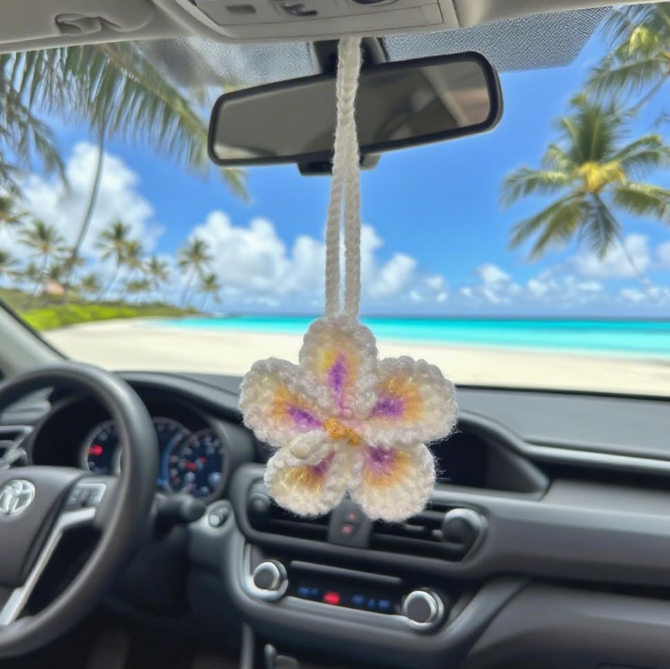Flower Car Hanging Decor,Crochet Charm,Rear View Mirror Accessories