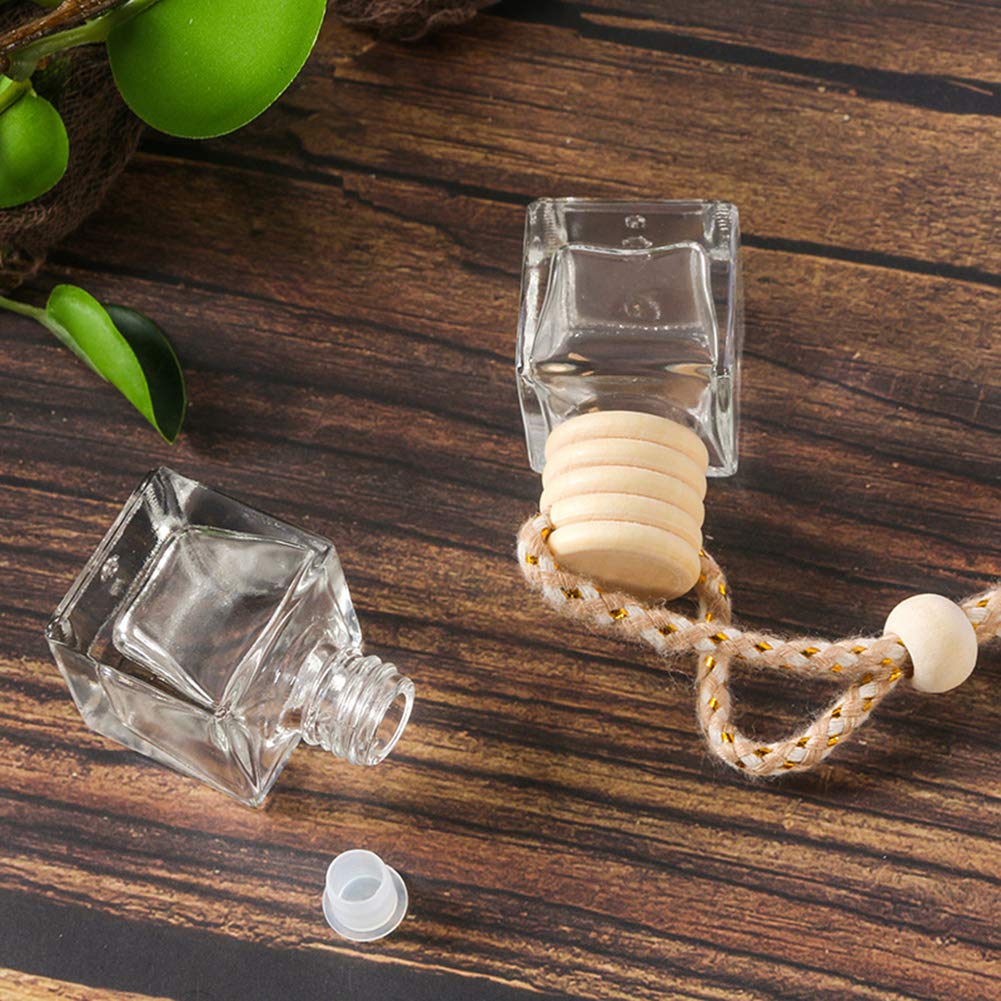 10 Packs Car Aromatherapy Diffuser Hanging Empty Glass Perfume Bottle Essential Oils Diffuser Bottles Automotive Interior Ornaments Car Fragrance Pendant Decoration