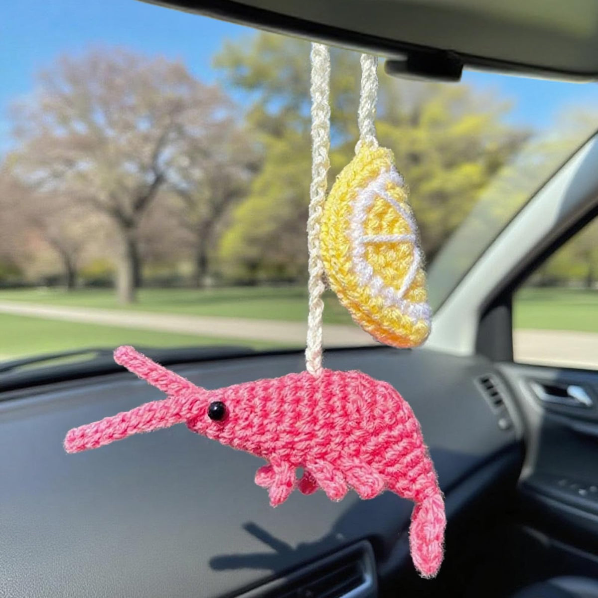 Cute Crochet Frog Car Decor,Rear View Mirror Accessories,Boho Hanging Charm