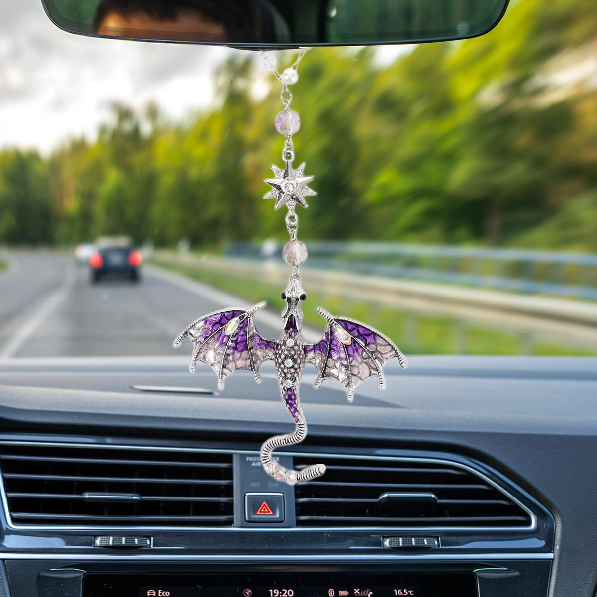 Purple Fantasy Dragon Rearview Mirror Charm