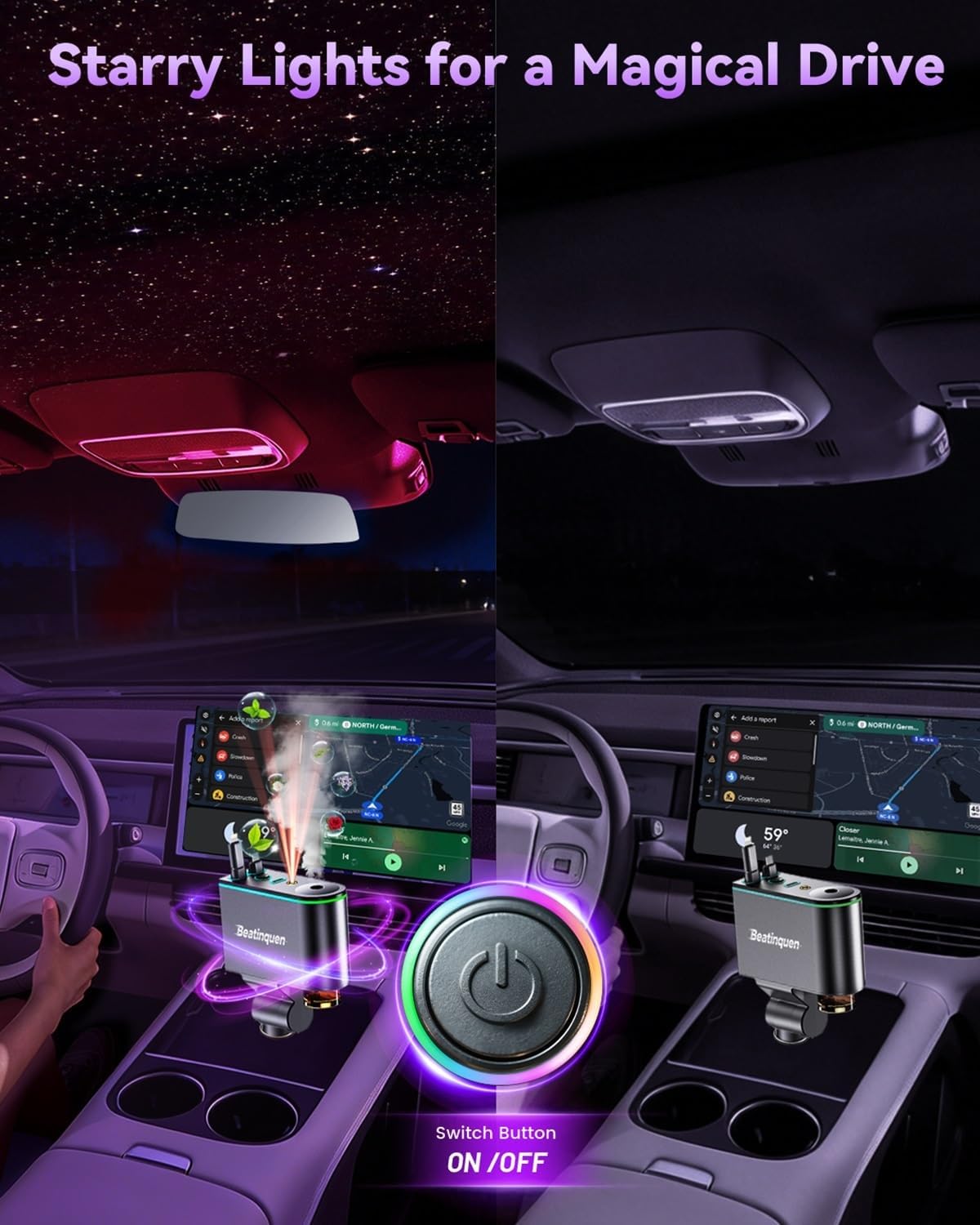 5 in 1 Retractable Car Charger USB C, Car Phone Charger for Dual Cables