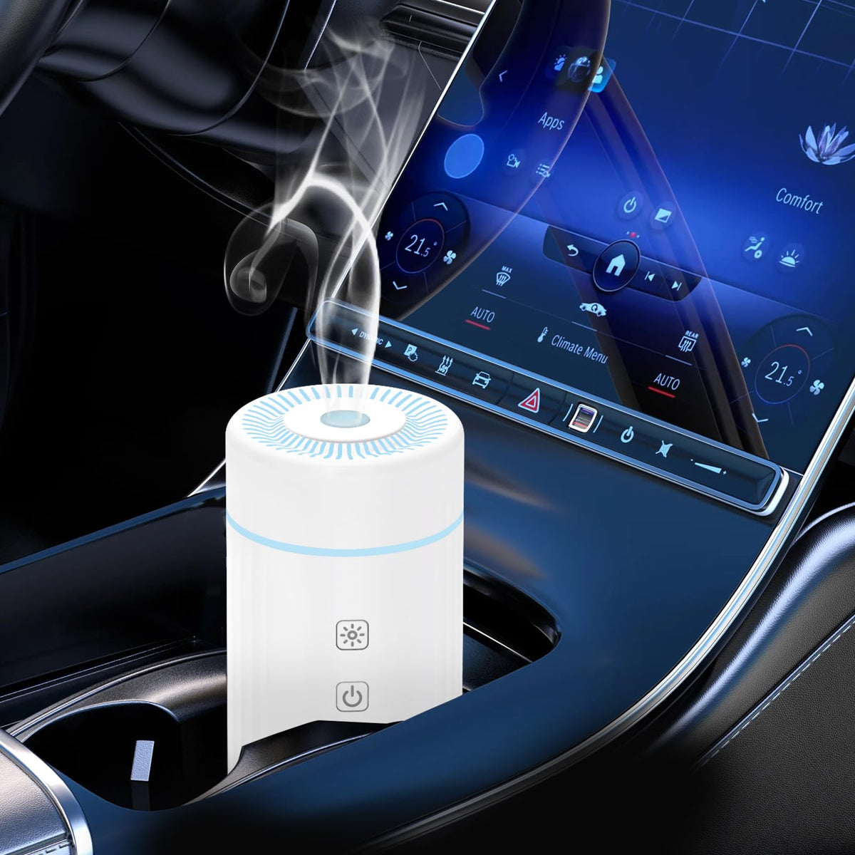 SEEDSEEL Car Aromatherapy Diffusers for Essential Oils,Mini USB Air Scent Small Humidifier with 7-LED Color Changing for Car Room Home Office Bedroom