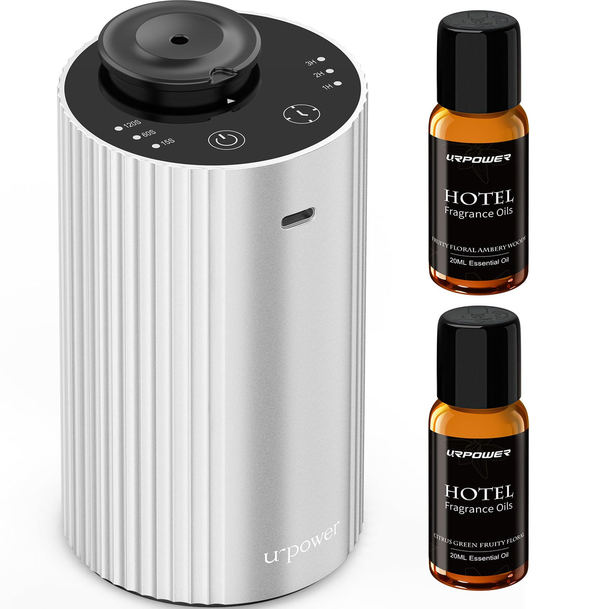 URPOWER Waterless Essential Oil Diffuser Cordless Mini Scent Diffuser 20mL