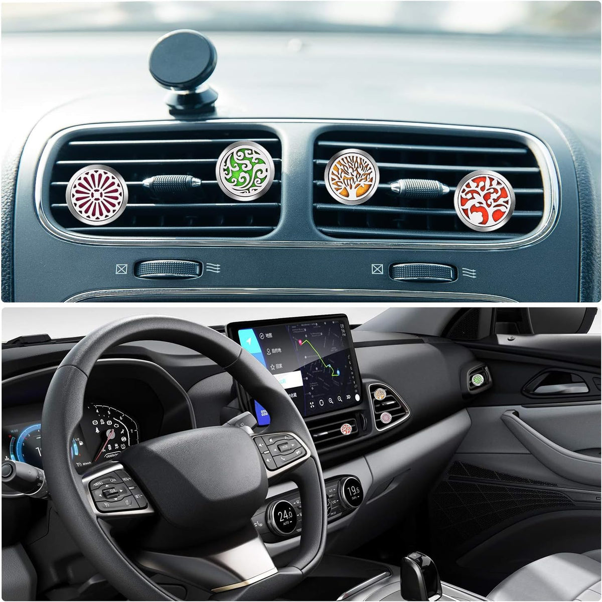 4 Pack Car Diffuser Vent Clip, Essential Oil Diffuser With 44 Felt Pads