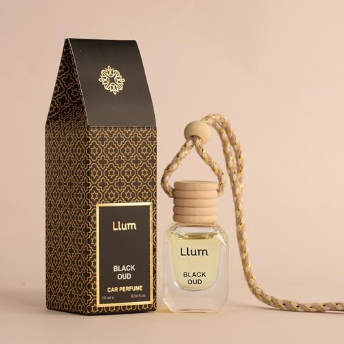 Llum Amber Vanilla Hanging Car Air Freshener – Luxury Automotive Perfume Diffuser 10ml (0.34 fl oz), Long-Lasting Fragrance, Alcohol-Free Non-Toxic Car Scent, Glass Bottle With Wood Cap