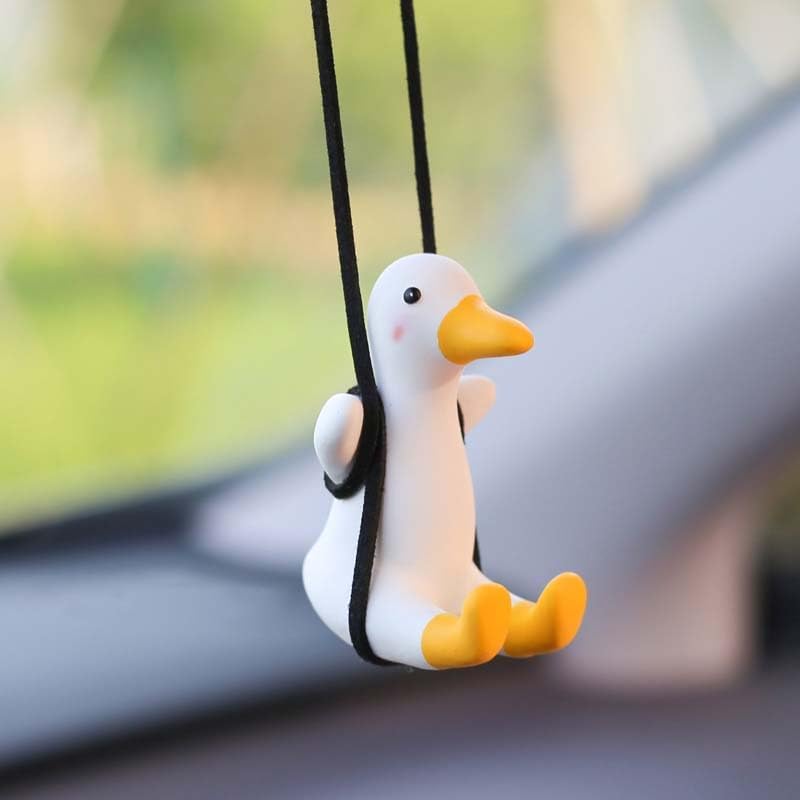 Cute Swinging Duck Car Hanging Ornament,Rear View Mirror Hanging Accessories,Funny Car Interior Decor Gifts for Women Men