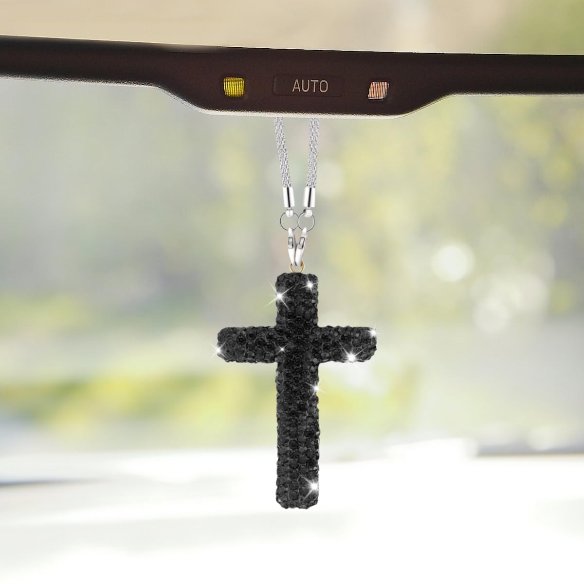 ZIMISI Bling Cross Car Hanging Ornament (White)