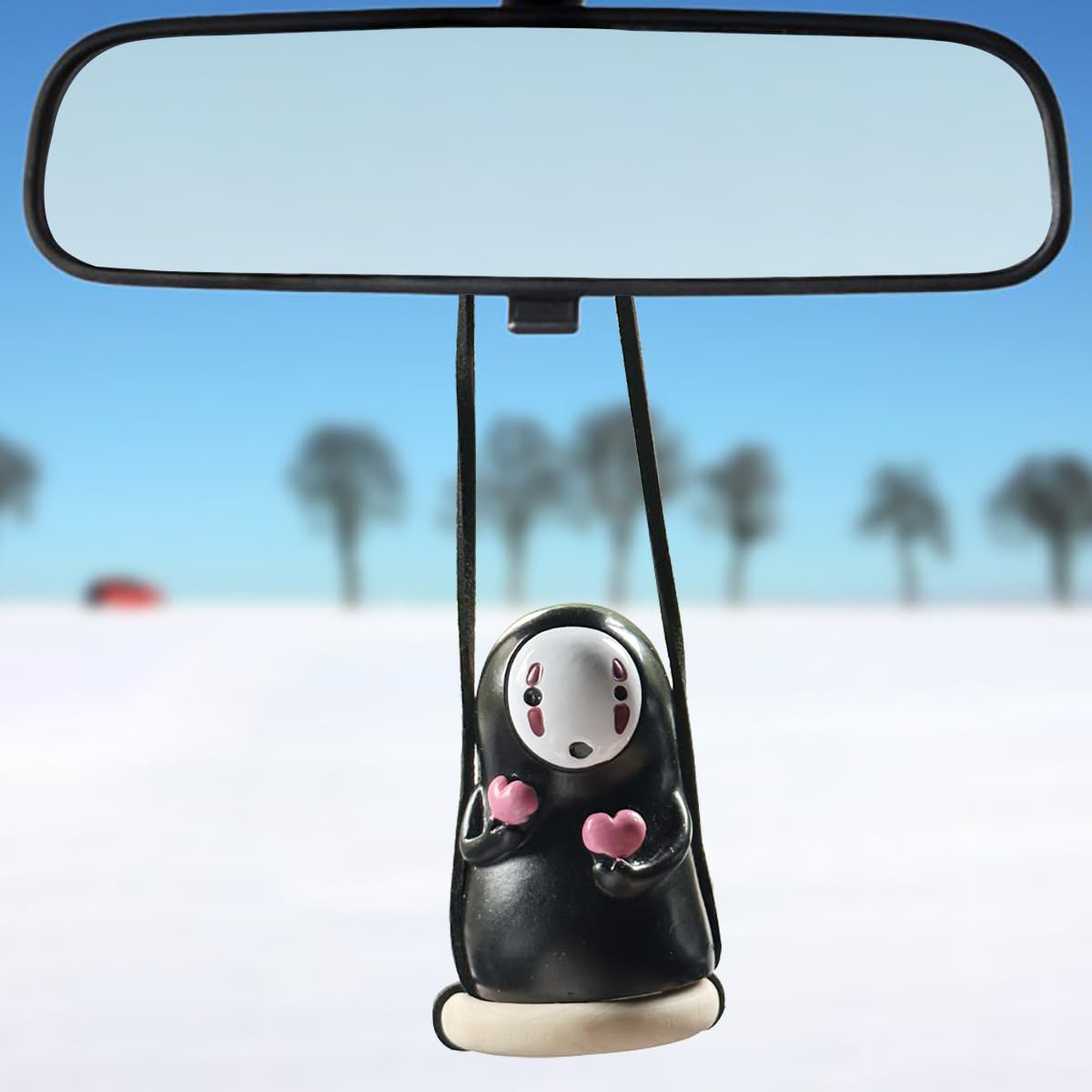 Anime Car Accessories of No Face Man Car Pendant Hanging Swing, for Car Rear View Mirror Accessories