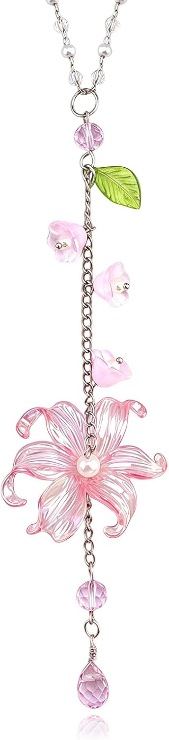 Flower Car Charms Rear View Mirror Hanging Accessories for Your Car Decor