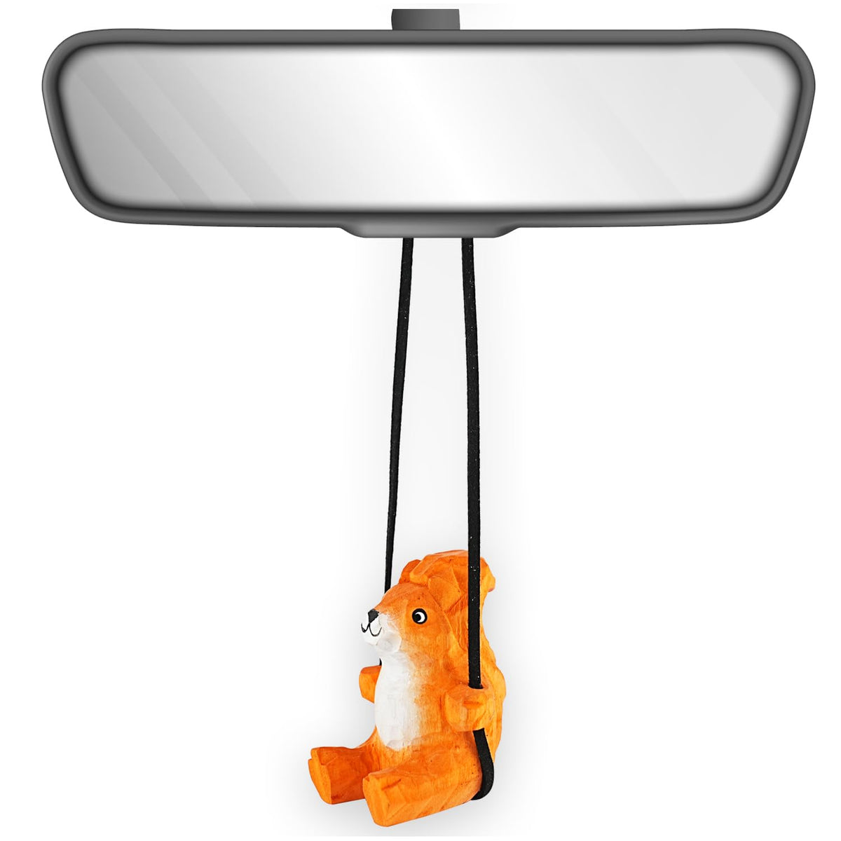 Handmade Wooden Swinging Giraffe Car Hanging Ornament - Cute Hand Carved Painted Wood Giraffe Figurine Car Mirror Hanging Accessories Decor Gifts