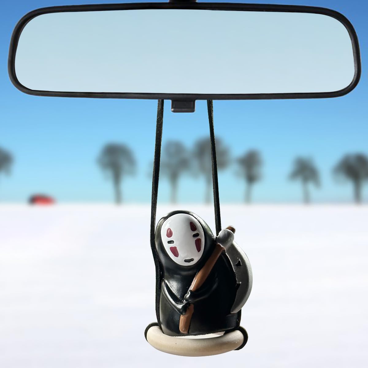Anime Car Accessories of No Face Man Car Pendant Hanging Swing, for Car Rear View Mirror Accessories