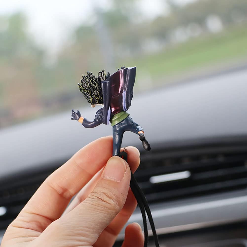 Cute Clown Car Hanging Ornament, Kawaii Anime Swing Rearview Mirror Charm Pendant, Resin Car Interior Decoration Accessories, Funny Birthday Gift for Women Girls Friends Daughter