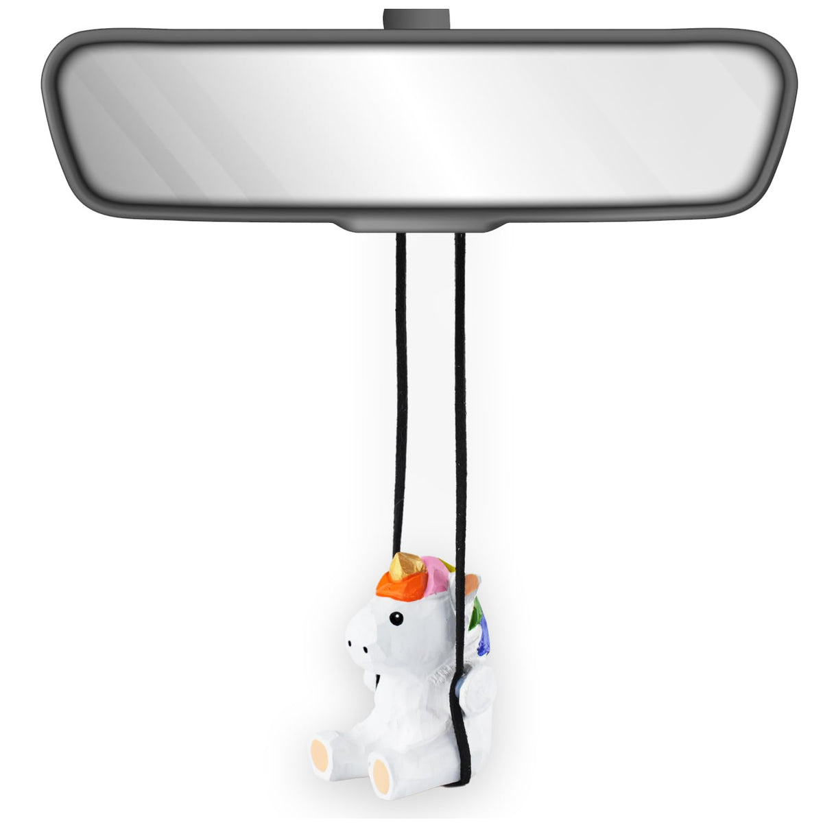 Handmade Wooden Swinging Giraffe Car Hanging Ornament - Cute Hand Carved Painted Wood Giraffe Figurine Car Mirror Hanging Accessories Decor Gifts