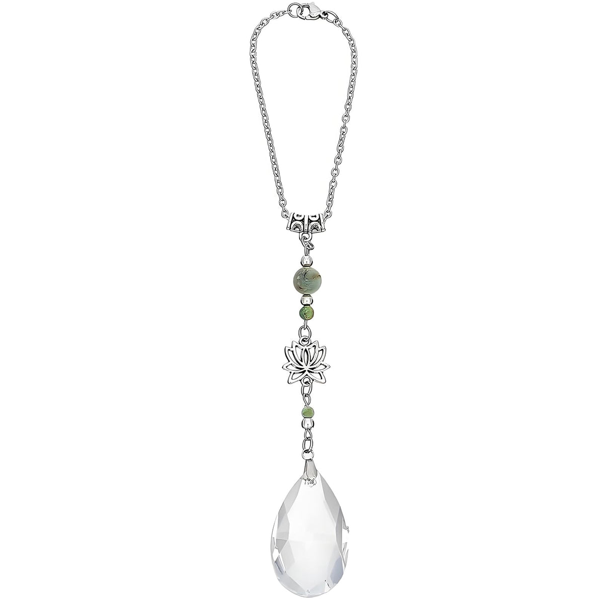 Crystal Sun Catcher Rear View Mirror Accessories, Cute Lotus Flower Pendant Car Decor, Boho Hanging Ornament Suncatchers Charms for Car Mirror, Garden, Windows