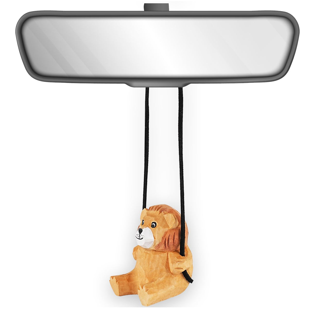 Handmade Wooden Swinging Giraffe Car Hanging Ornament - Cute Hand Carved Painted Wood Giraffe Figurine Car Mirror Hanging Accessories Decor Gifts