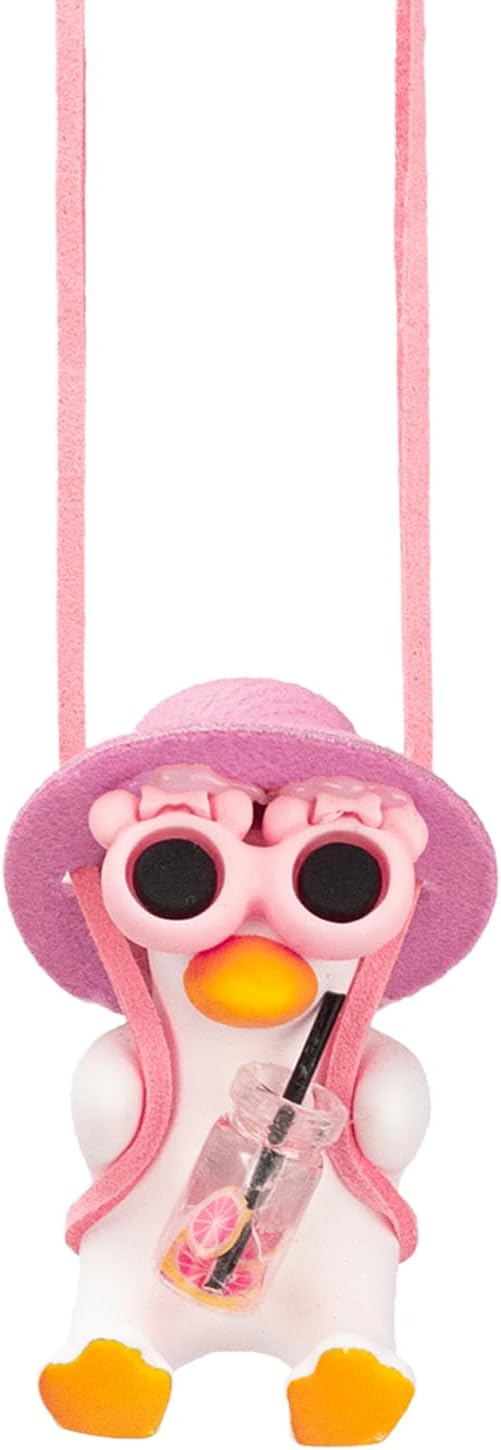 Cute Swinging Duck Car Hanging Ornament,Rear View Mirror Hanging Accessories,Funny Car Interior Decor Gifts for Women Men