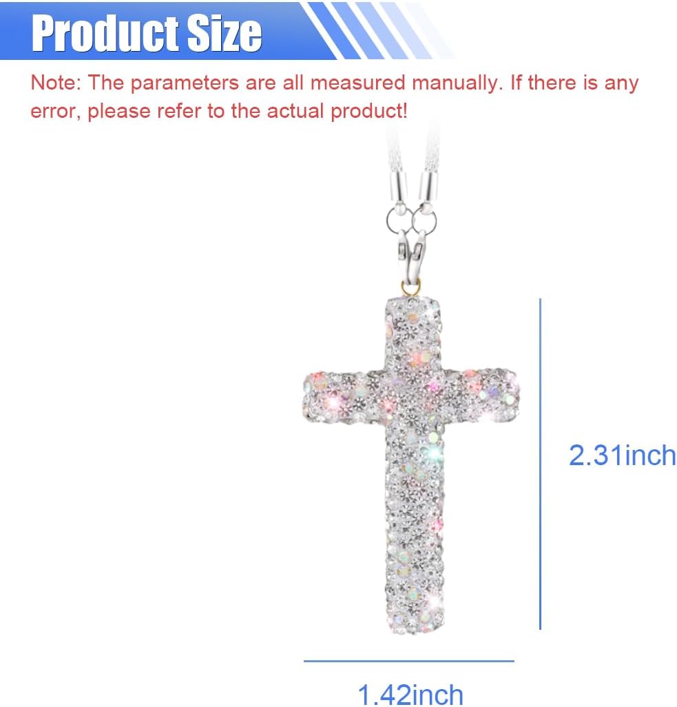 ZIMISI Bling Cross Car Hanging Ornament (White)