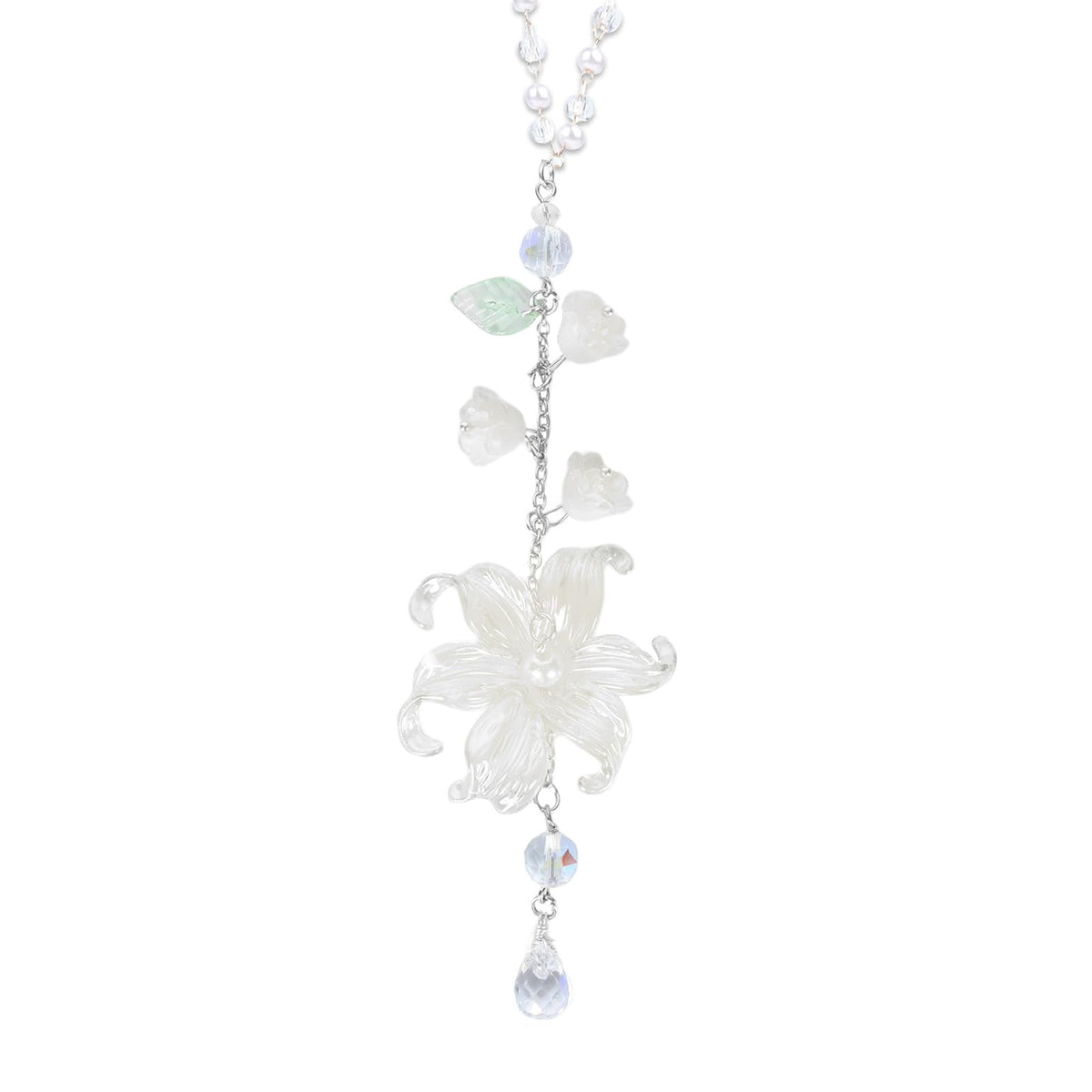 Lily of the Valley Leaf Car Charm White Summer Waterlily