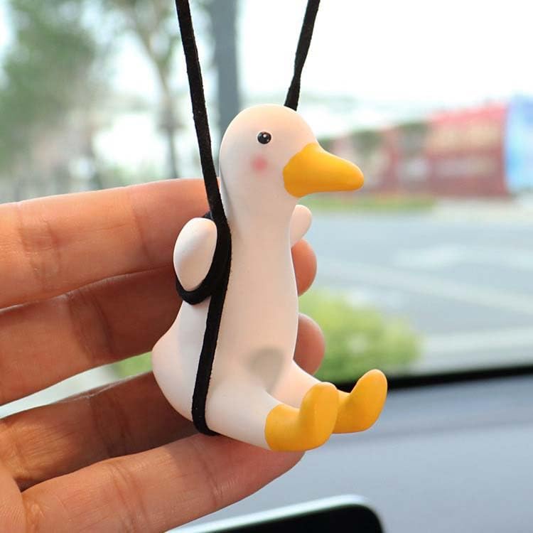 Cute Swinging Duck Car Hanging Ornament,Rear View Mirror Hanging Accessories,Funny Car Interior Decor Gifts for Women Men