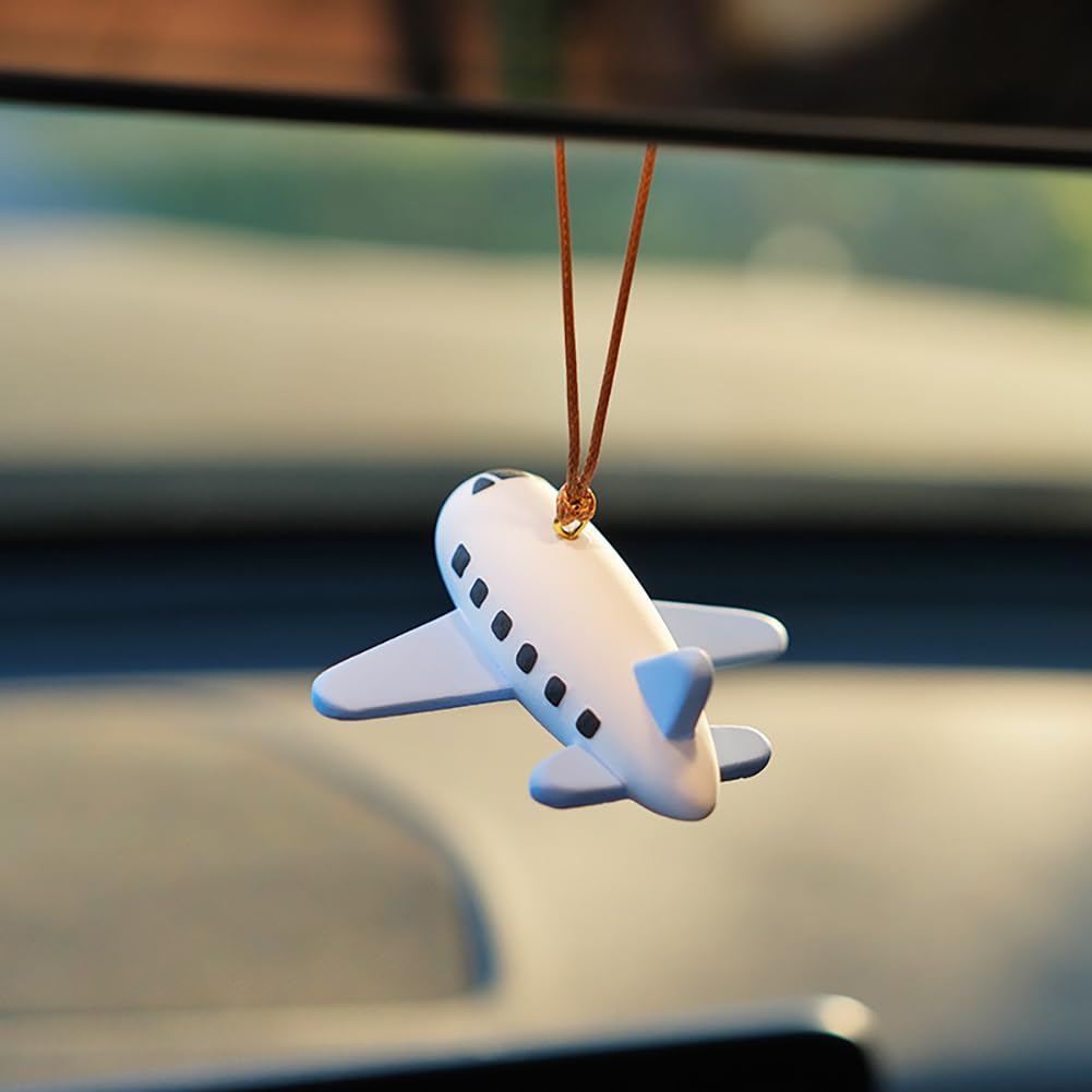 Airplane Car Mirror Hanging Accessories Creative Auto Decor Car Ornament (White Red)