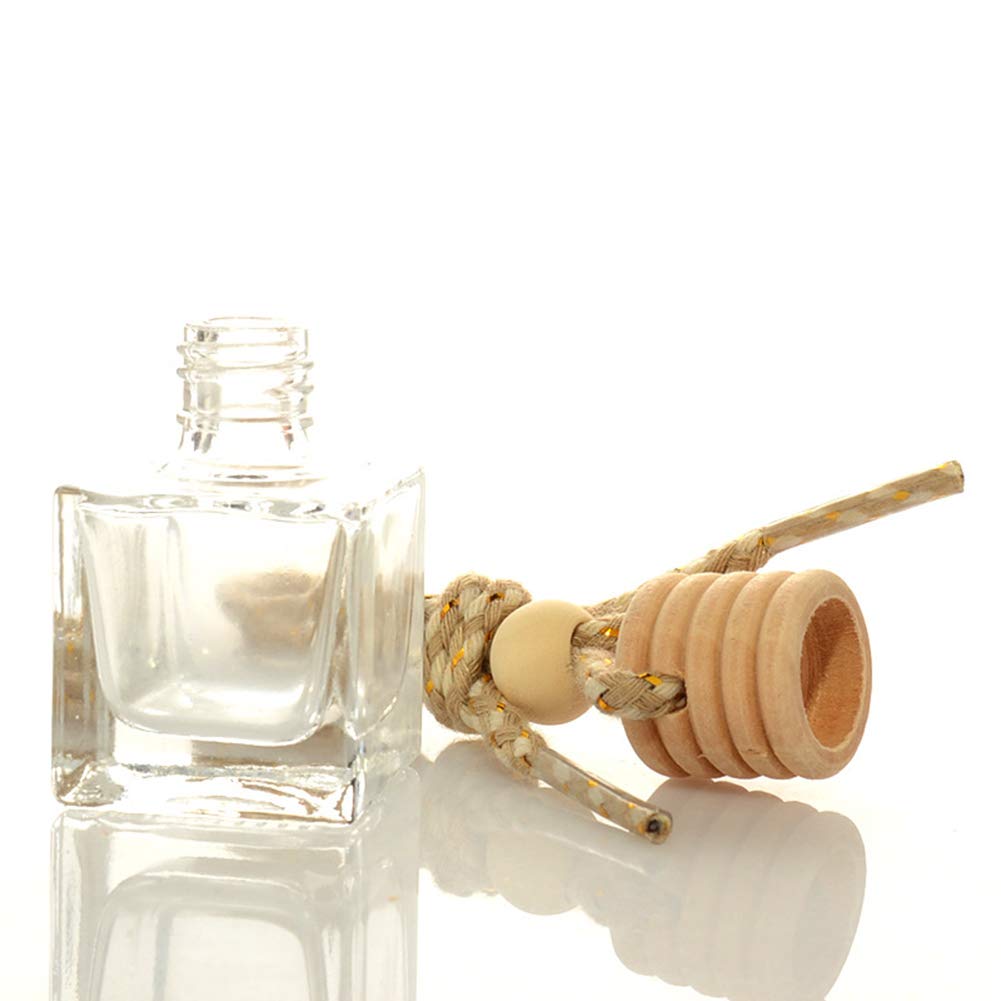 10 Packs Car Aromatherapy Diffuser Hanging Empty Glass Perfume Bottle Essential Oils Diffuser Bottles Automotive Interior Ornaments Car Fragrance Pendant Decoration