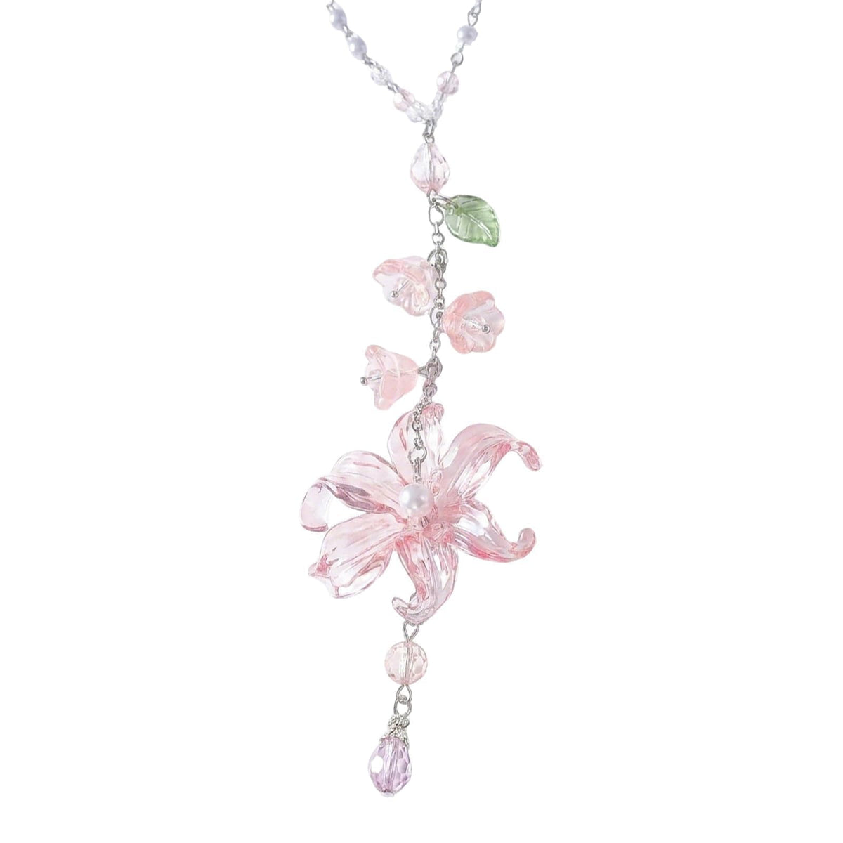 Car Mirror Hanging Ornament, Pink Lily Floral Rear View Decor