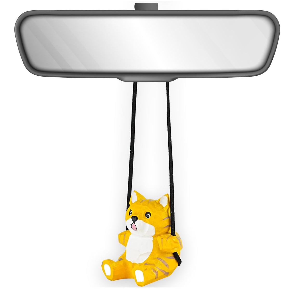 Handmade Wooden Swinging Giraffe Car Hanging Ornament - Cute Hand Carved Painted Wood Giraffe Figurine Car Mirror Hanging Accessories Decor Gifts