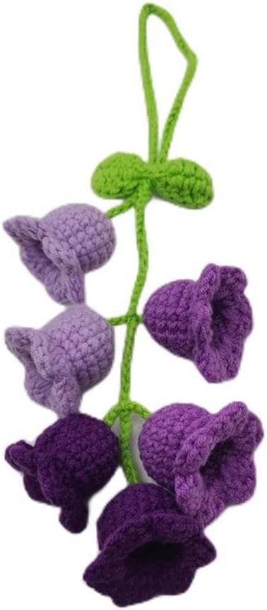 Car Rearview Mirror Hanging Ornament ，Knitted Lily of The Valley Pendant