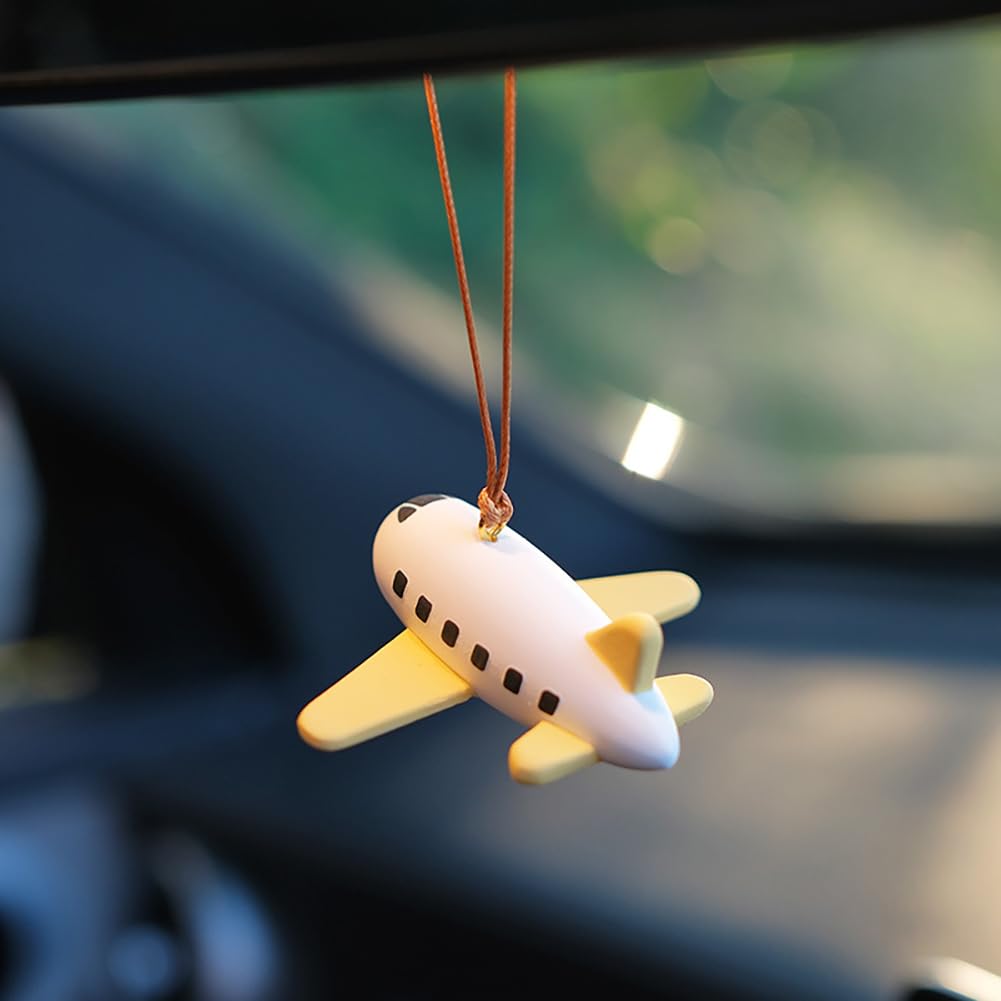 Airplane Car Mirror Hanging Accessories Creative Auto Decor Car Ornament (White Red)
