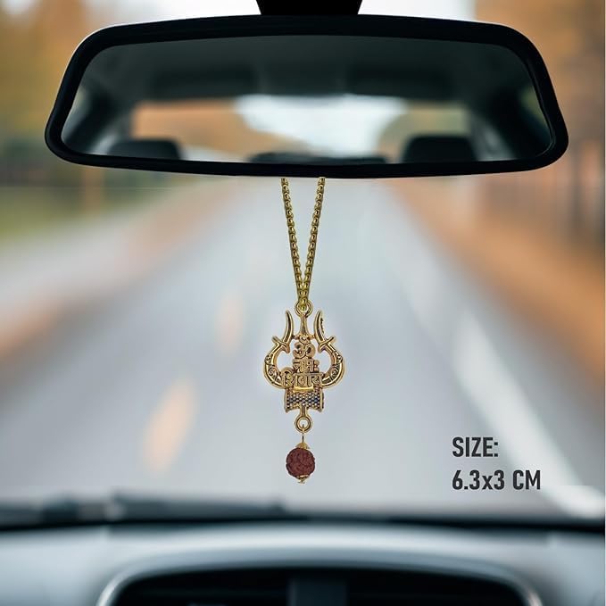 The Great Indian Store Metal Shiva Trishul Car Hanging Accessories, Maha dev Hanging Ornament Idol for Car, Good Luck/Gifting Pack of 2 (2, Shiva Trishul)