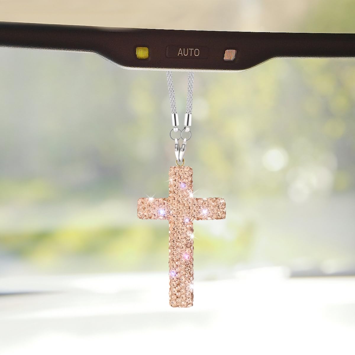 ZIMISI Bling Cross Car Hanging Ornament (White)