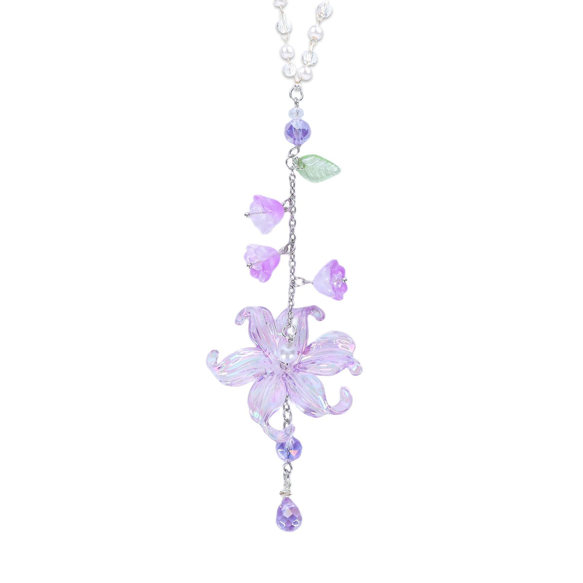Lily of the Valley Leaf Car Charm White Summer Waterlily
