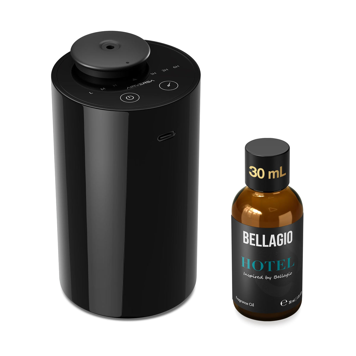 Airversa AN6 Waterless Essential Oil Diffuser Starter Kit, Black