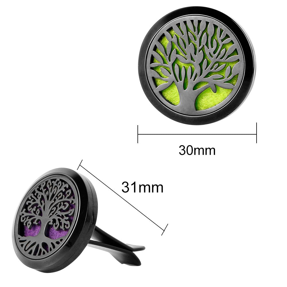 2PCS Car Diffuser Black Stainless Steel Locket with Vent Clip 12 Felt Pads