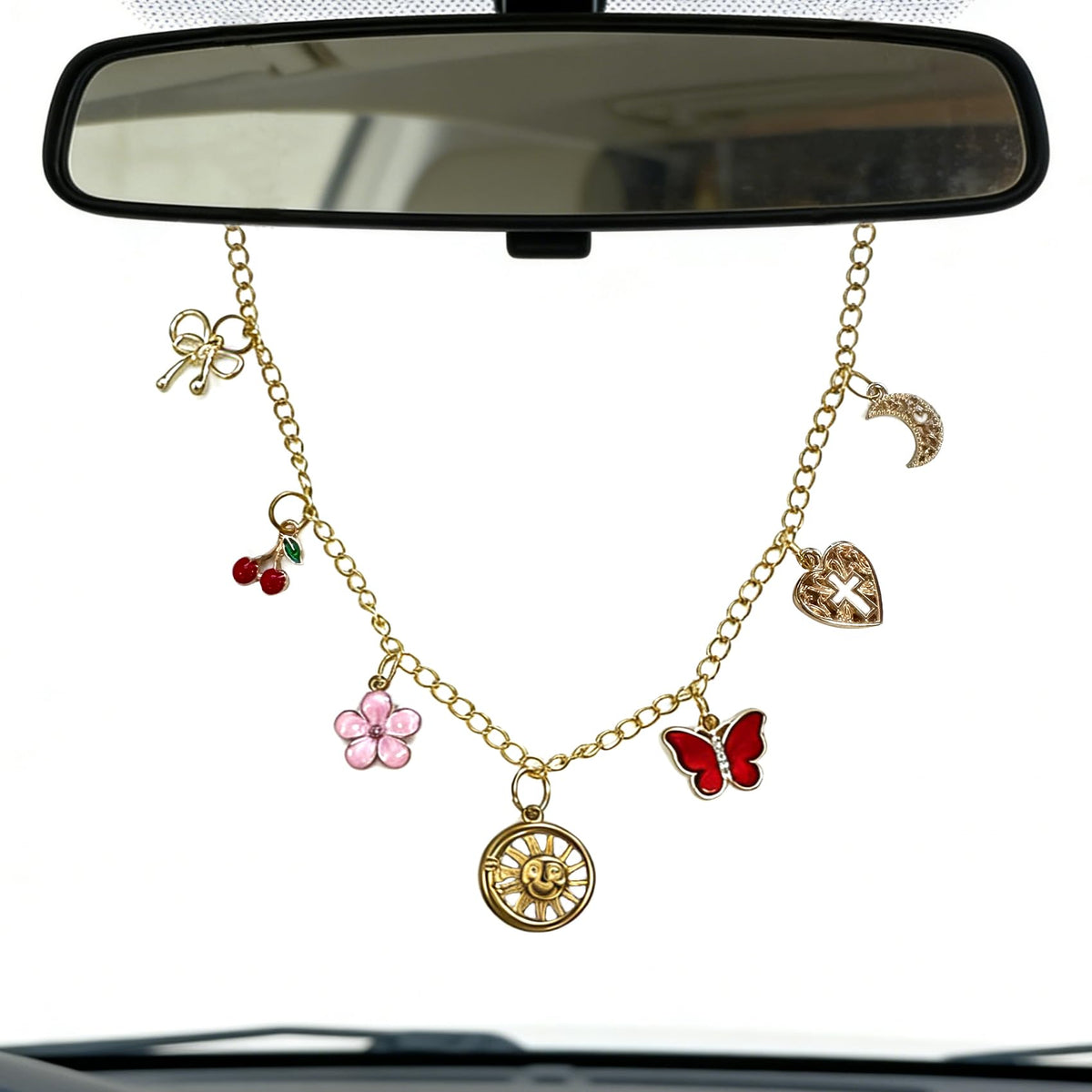 Car Rearview Mirror Charm Gold Hanging Cross Western Cowgirl Ornament
