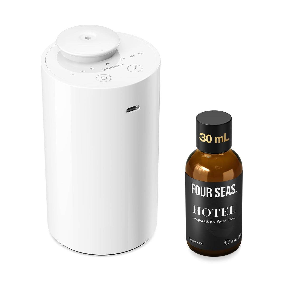 Airversa AN6 Waterless Essential Oil Diffuser Starter Kit, Black