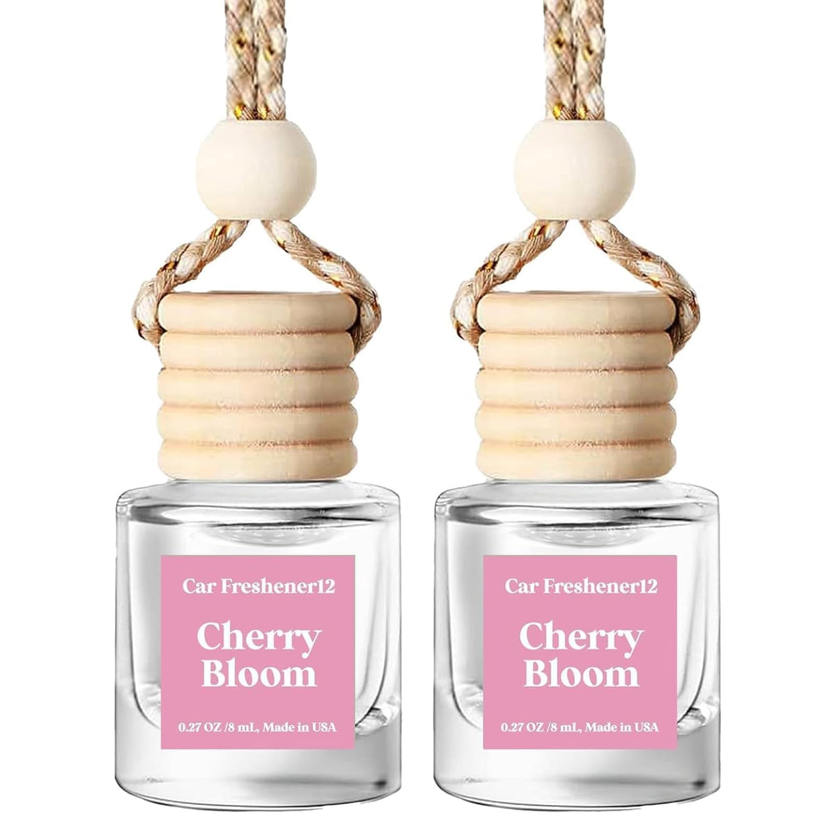 C Classy Car Air Freshener Hanging 2 Pack, Mahogany Teakwood Essential Oil Diffuser, Cute Glass Bottle, Long-Lasting Fragrance Car Accessories for Women & Men, Made in USA