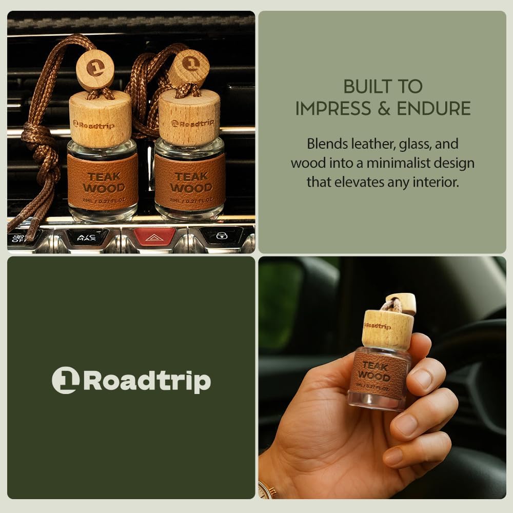 Hanging Car Air Freshener Essential Oil 2 Pack 8ml - Teak Wood
