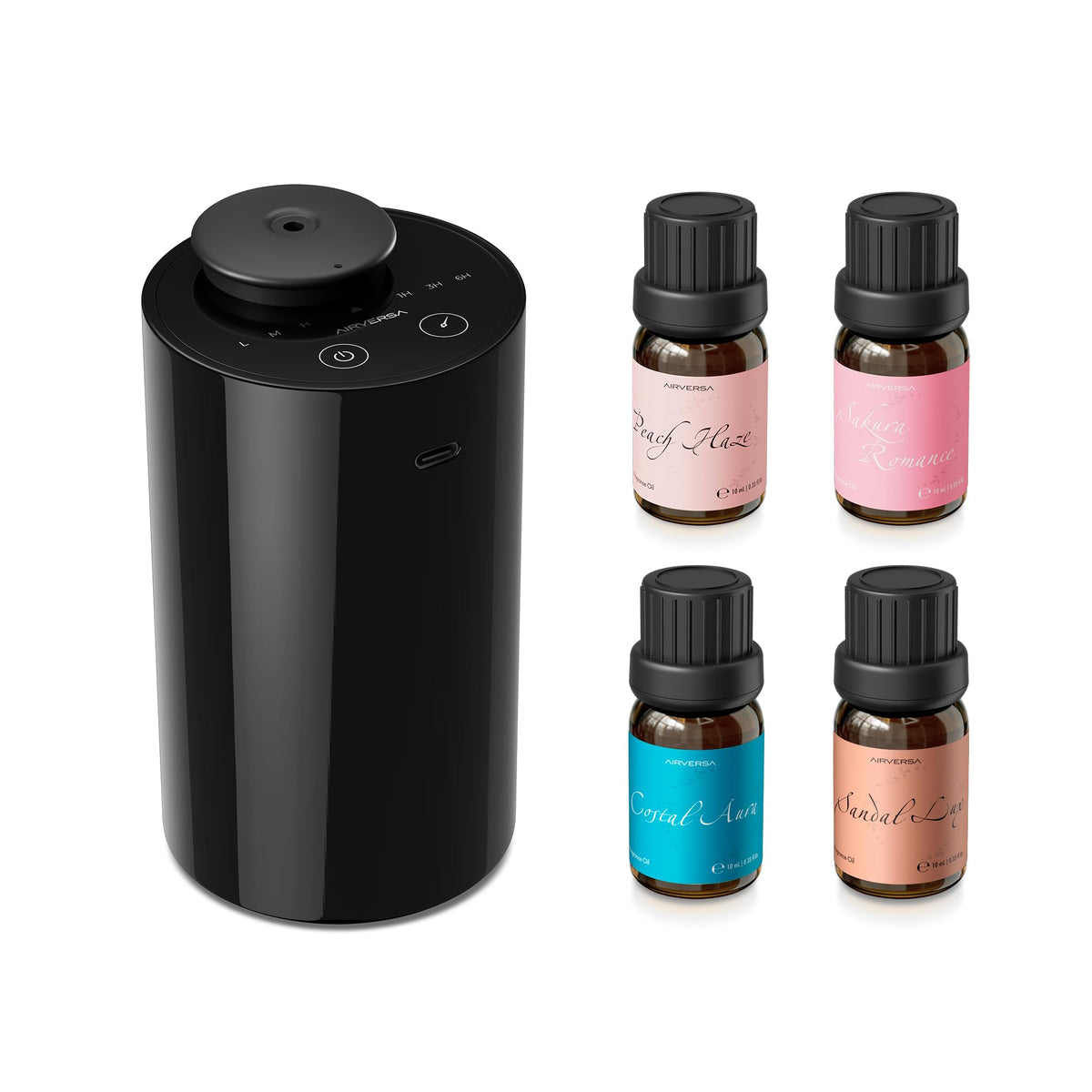 Airversa AN6 Waterless Diffuser for Essential Oil for Home, Room, Black