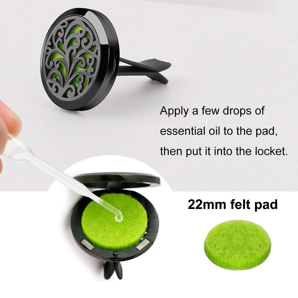 2PCS 30mm Black Car Essential Oil Diffuser Vent Clips with 12 Felt Pads