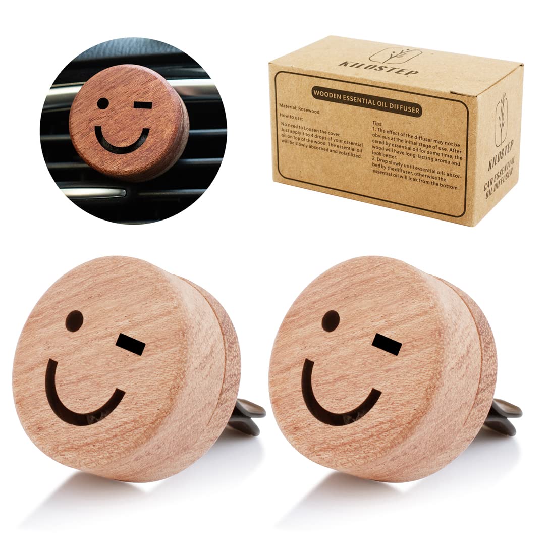 Essential Oil Car Diffuser, 2 PCS Car Aromatherapy Wood Diffuser with Vent Clip
