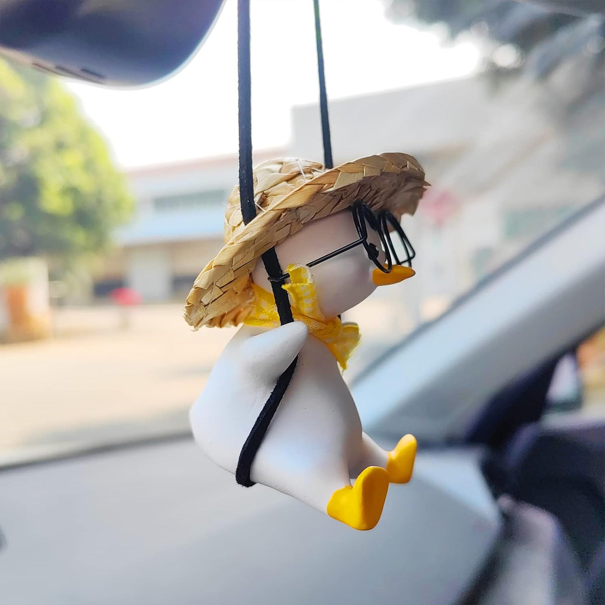 Duck Car Hanging Charm Pendant, Rear View Mirror Accessory, Cute Car Decor & Home Office Valentine's Day Gift