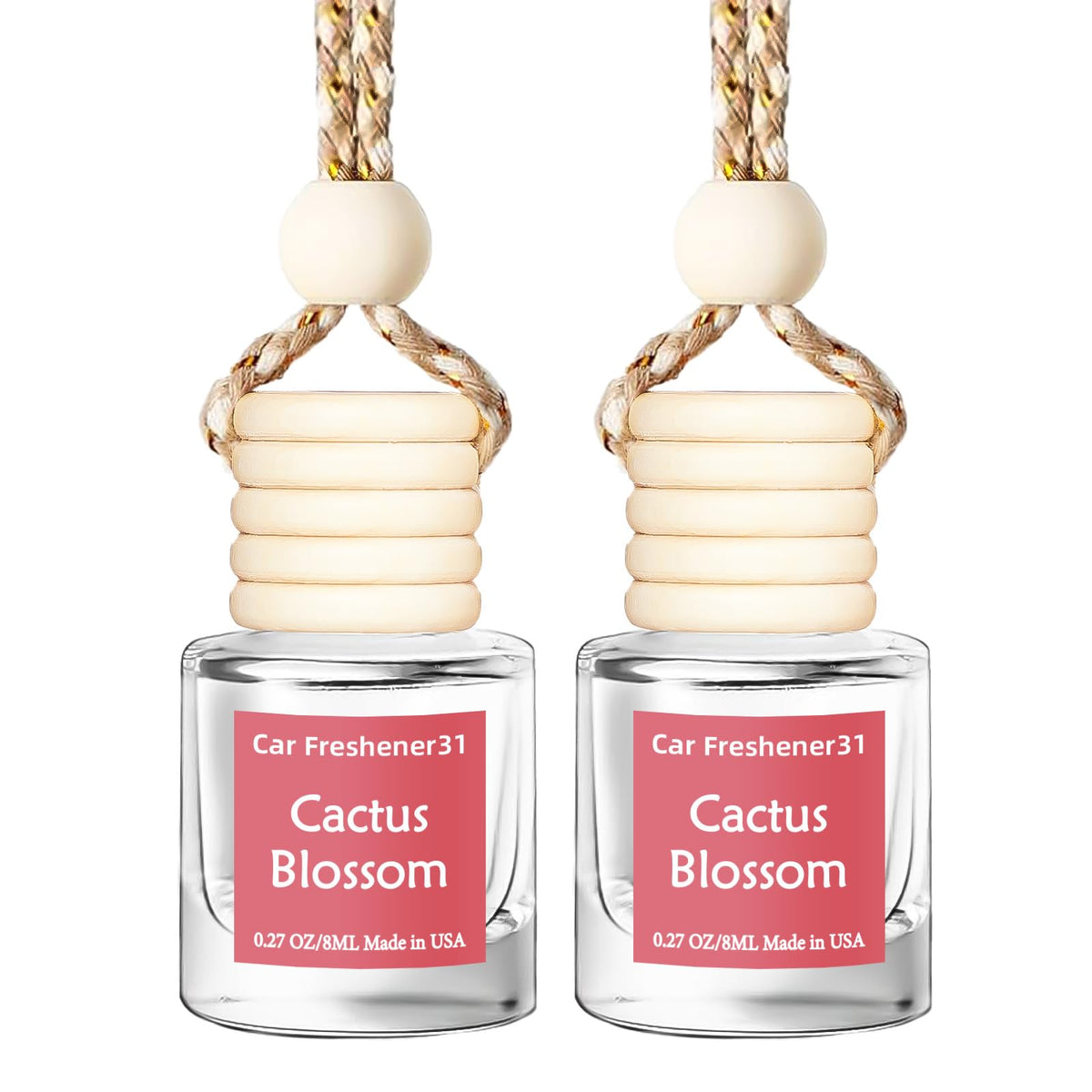 Hanging Car Air Freshener, Long Lasting Essential Oil Diffuser, Non-Toxic New Car Scent, Cute Car Fresheners for Women, 2 Pack Made in USA