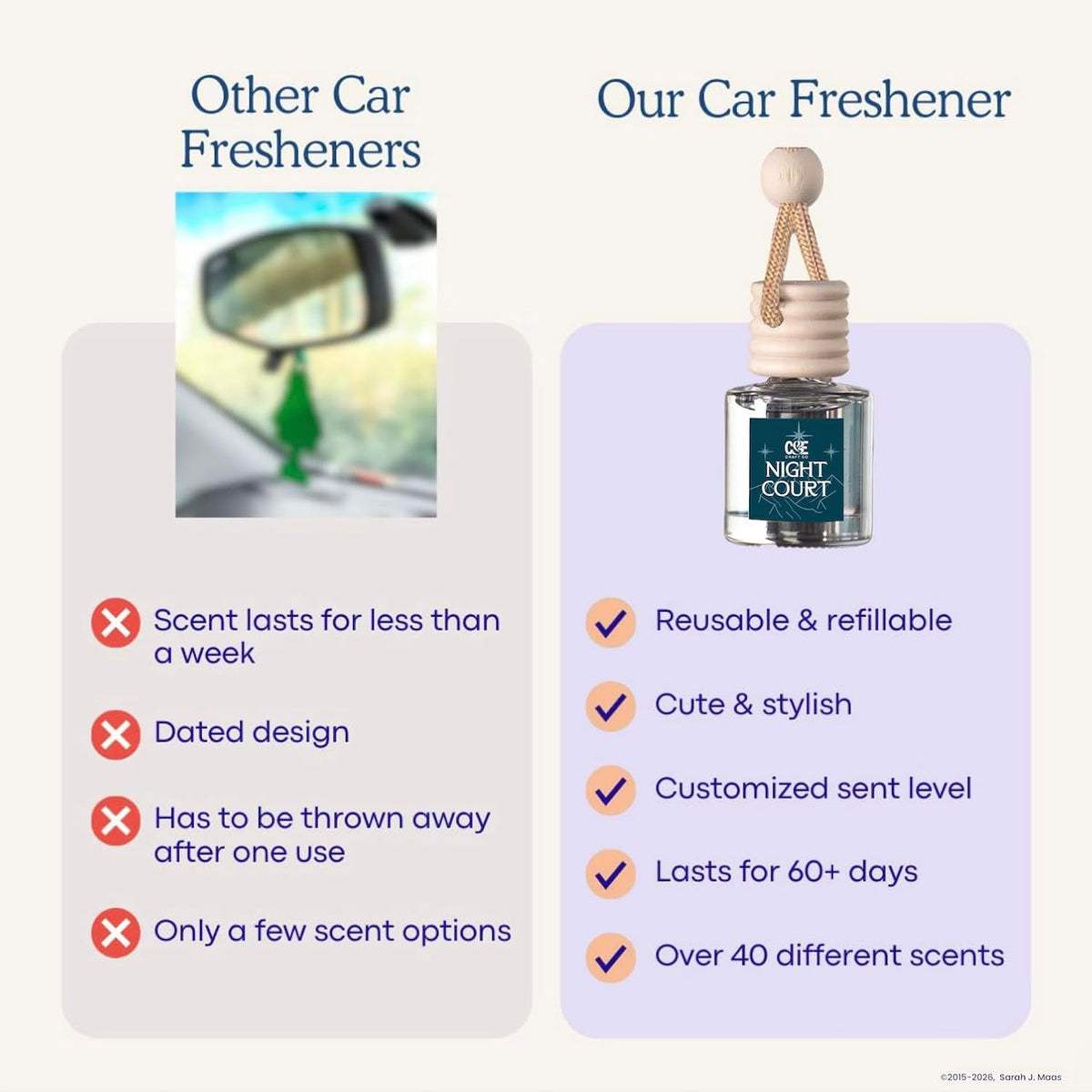 CandeCraftCo Car Fresheners Official ACOTAR™ Collection - (Night Court)