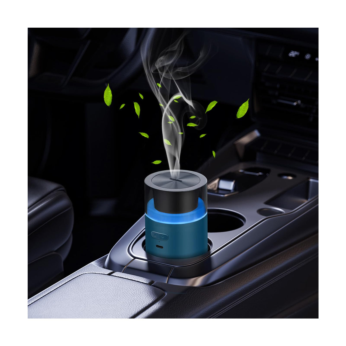 HODEMI Portable Smart Essential Oil Diffuser,Cold Mist Car Air Freshener Aromatherapy Diffuser with 10 LED Lights,Built-in Battery,Auto On/Off,4/8 Timer Modes,for Home Office and Travel (Black)
