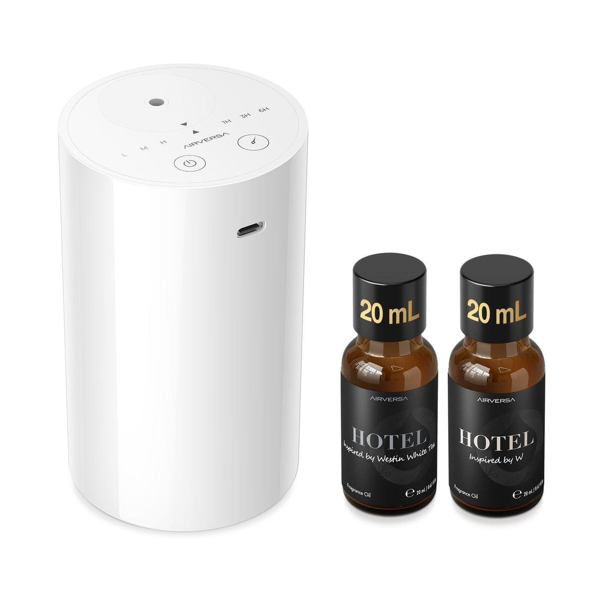 Airversa AN8 Waterless Essential Oil Diffuser Starter Kit, Black