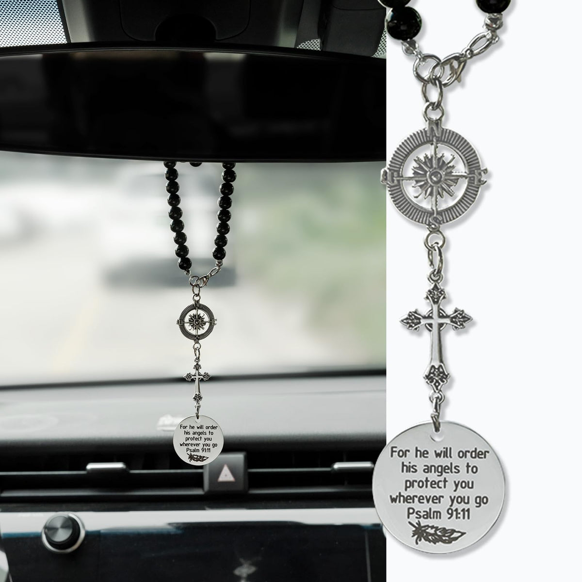 Rislobx Angel Wings Hanging Ornaments for Car Rear View Mirror, Metal Guardian Angel Wings Car Charm Pendant Rear View Mirror Hanger Decor for Lover Family Christian Gifts