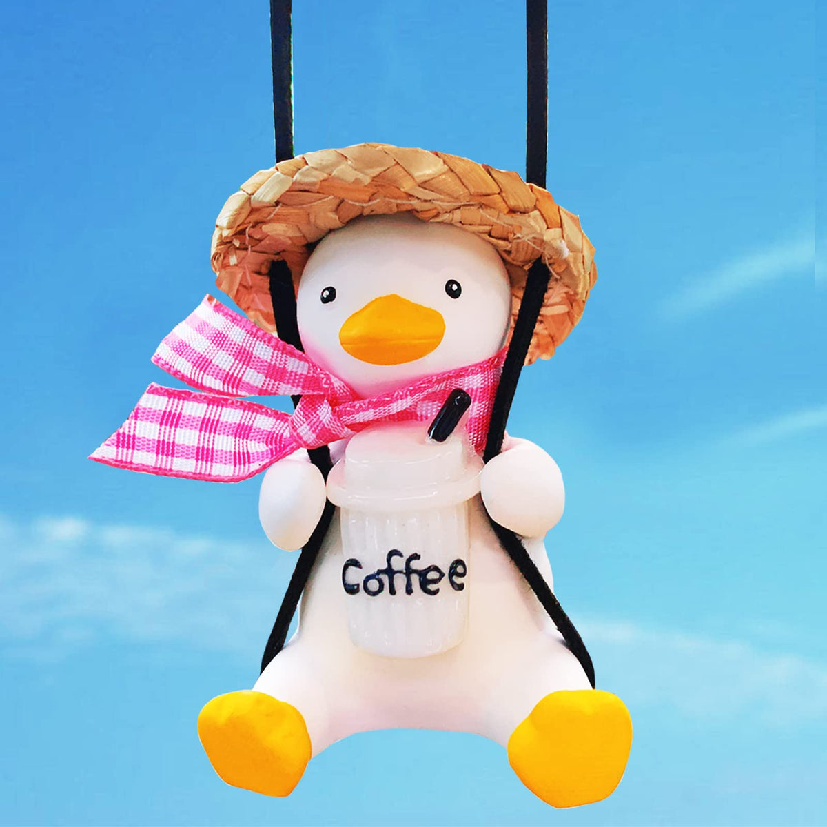 Duck Car Hanging Charm Pendant, Rear View Mirror Accessory, Cute Car Decor & Home Office Valentine's Day Gift