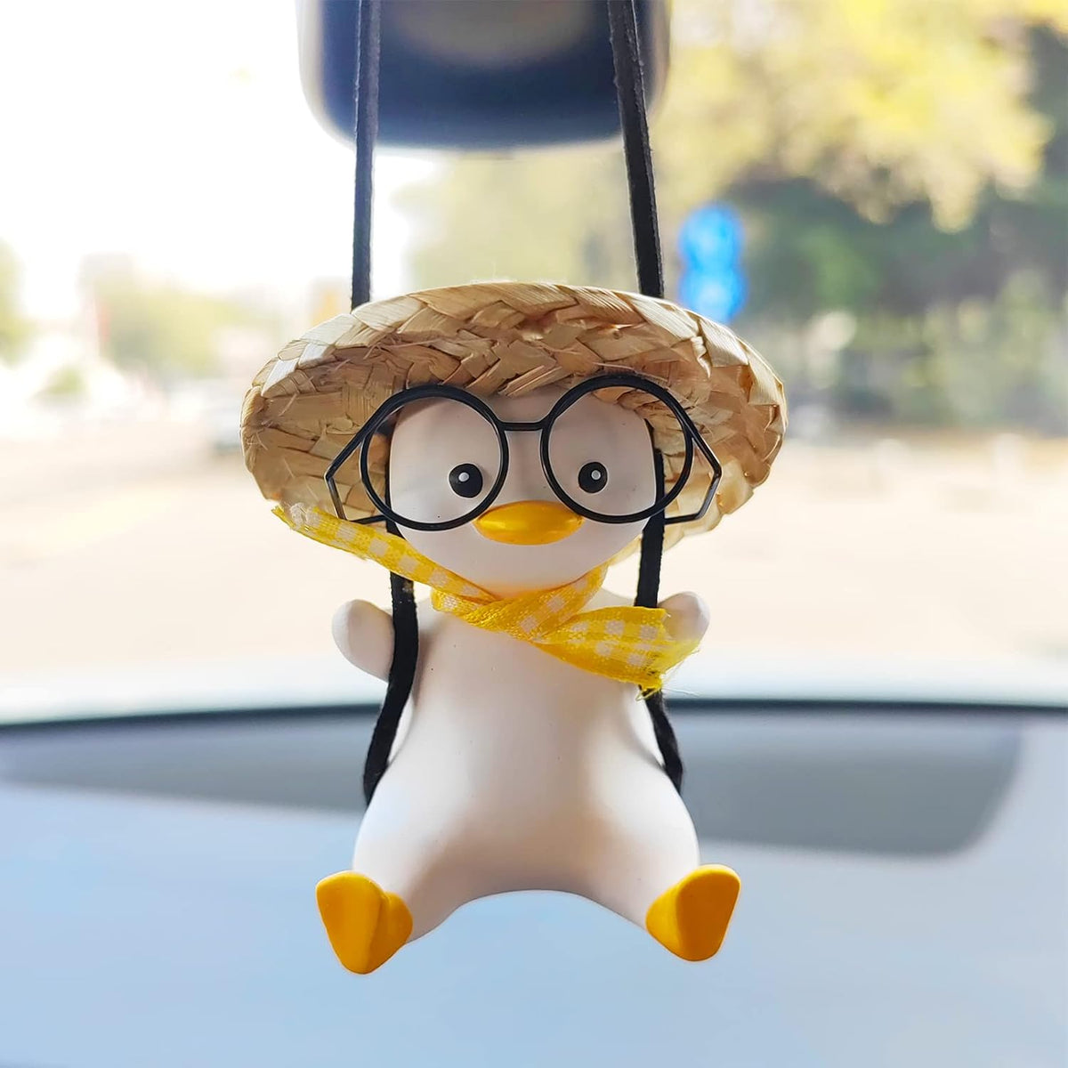 Duck Car Hanging Charm Pendant, Rear View Mirror Accessory, Cute Car Decor & Home Office Valentine's Day Gift