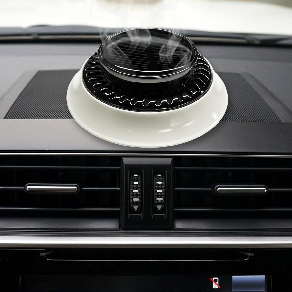 UFO Car Air Freshener Diffuser, Solar Powered Auto Rotary Aroma Diffuser, Long Lasting Aromatherapy Essential Oil Diffuser, Car Interior Decoration Accessories for Most Vehicles(Black)